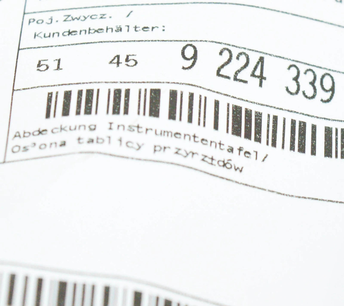 NEW BMW 6 CABRIO F12 INSTRUMENT DASH PANEL MOLDING TRIM 51459224339 ORIGINAL