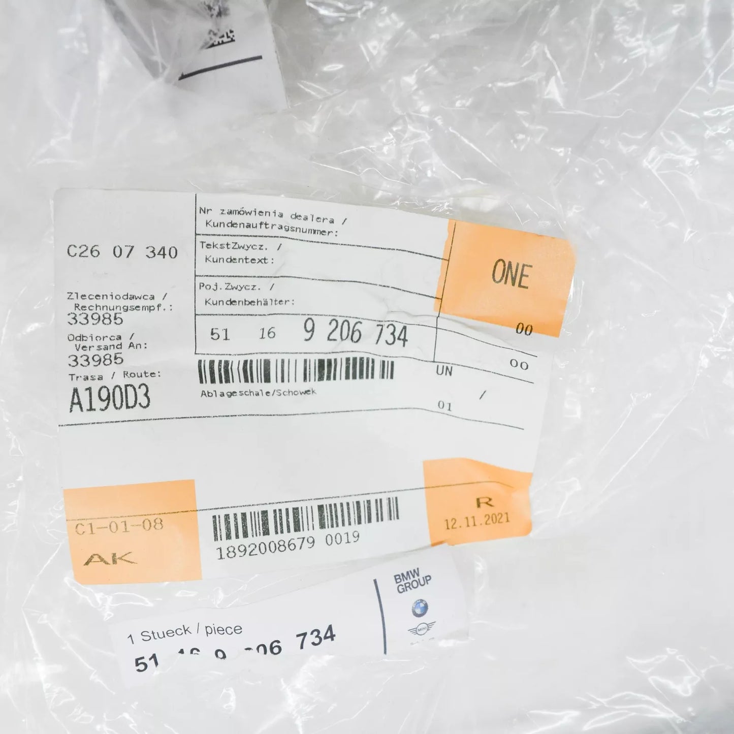 NEW BMW 5 F10 ODDMENTS TRAY 51169206734 ORIGINAL