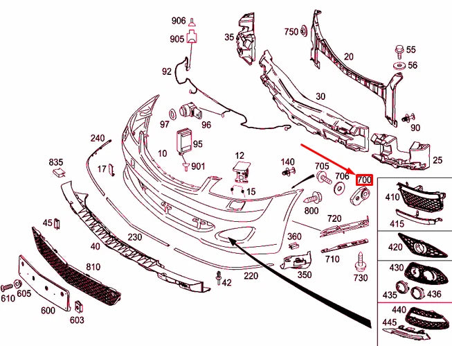 NEW MERCEDES-BENZ S W221 FRONT BUMPER LEFT GUIDE A2218800130 ORIGINAL