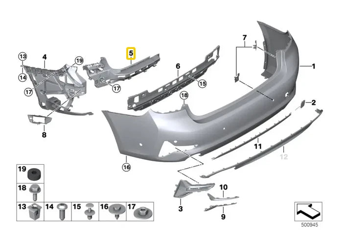 NEW BMW 3 G20 REAR LEFT BUMPER BRACKET 51127469363 ORIGINAL