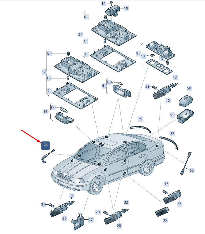 new skoda superb mk3 seal cover trim 5e0919311 original