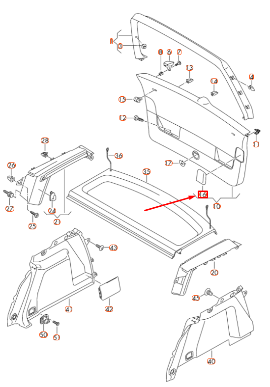 new vw golf 5k mk6 rear left lid trim inspection cover 5k686765782v original