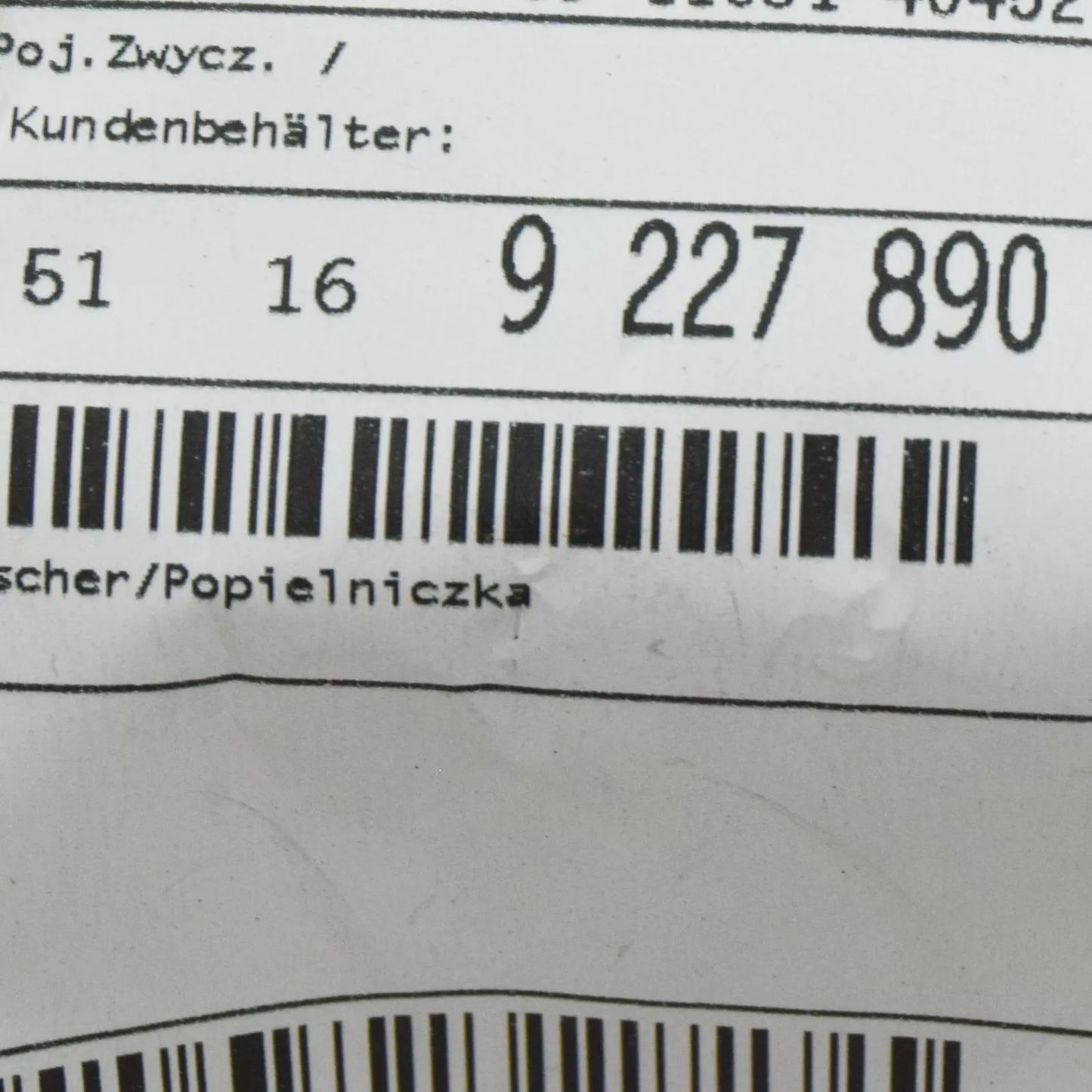 NEW BMW 1 F20 ASHTRAY WITH COVER 51169227890 9227890 2015 ORIGINAL