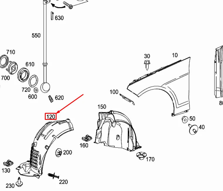 NEW MB E W212 FRONT LEFT WHEEL HOUSING LINER FRONT PART A2126905430 ORIGINAL