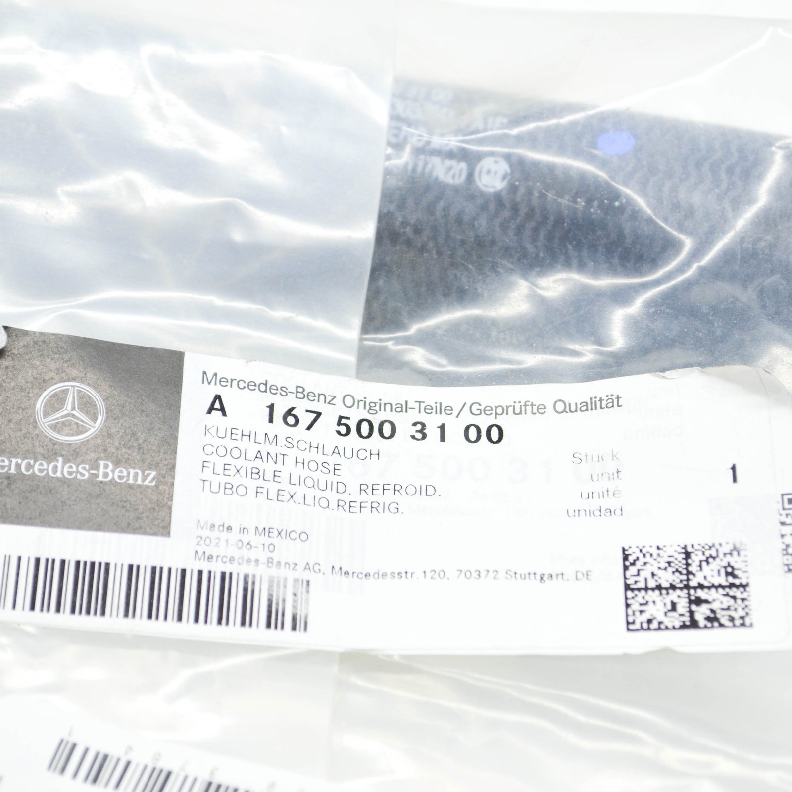 new mb gle w167 right water coolant upper radiator hose a1675003100 original