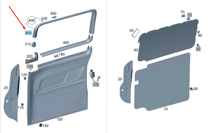 new mb vito w447 rear right window frame trim a44773707609051 original