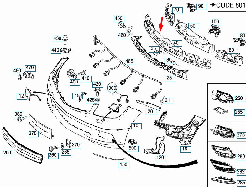 NEW MERCEDES-BENZ C-CLASS W204 FRONT BUMPER IMPOACT ABSORBER A2048850037