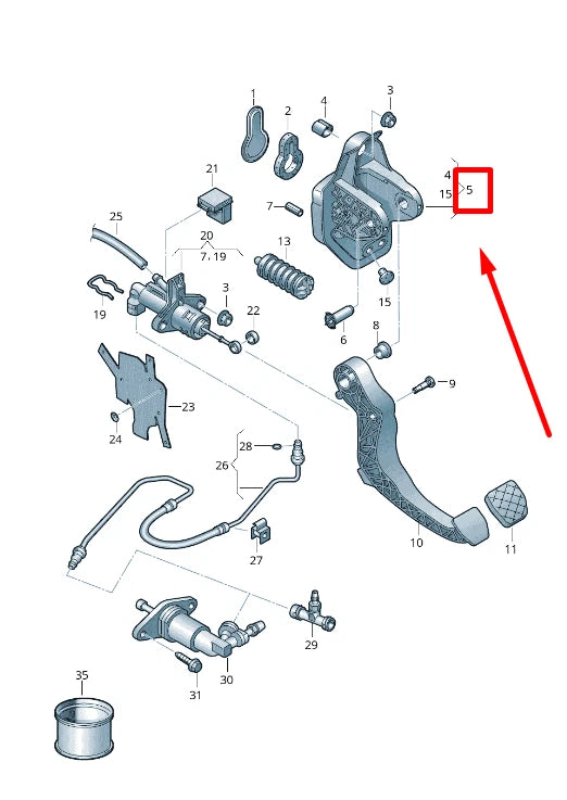 NEW VW POLO 6R, 6C CLUTCH PEDAL BRACKET 6R2721373 ORIGINAL