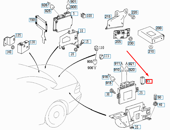 NEW MB SL R230 CONSUMER CUT-OFF CONTROL MODULE PLATE RELAY A0025423919 ORIGINAL