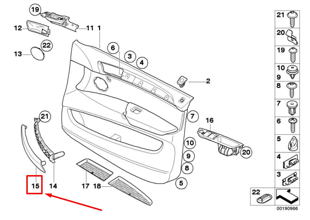 NEW BMW X5 E70 REAR RIGHT DOOR PULL STRAP TRIM COVER 6970170 51416970170