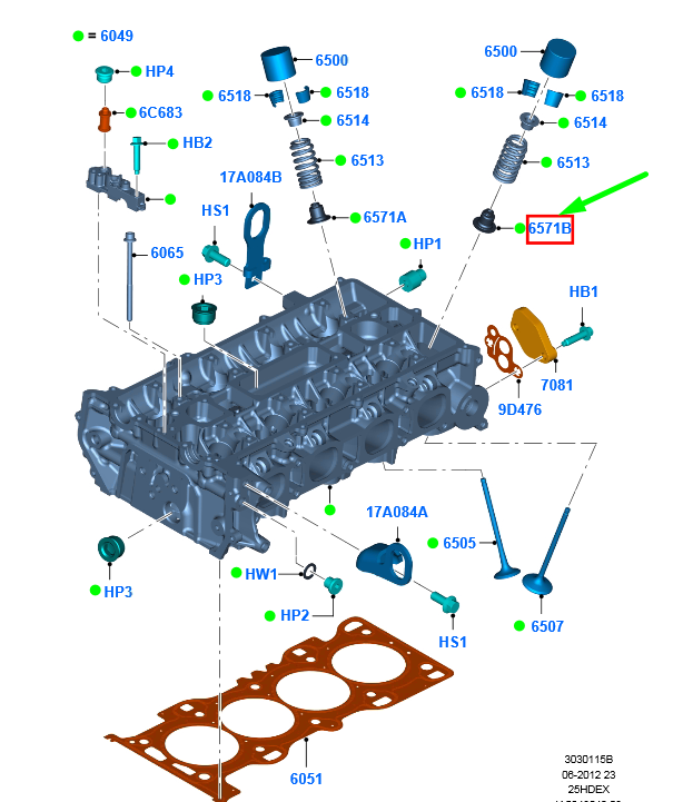 new ford ranger t6 mk1 intake valve stem seal 2283090 3s4g-6a517-ab original