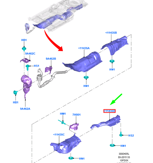 new ford focus mk3 c346 exhaust heat shield 1736626 bv61-f11434-cd original