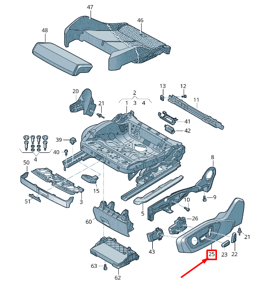 NEW AUDI A6 4A C8 FRONT LEFT OUTER SEAT FRAME TRIM 4K0881325B1LX ORIGINAL