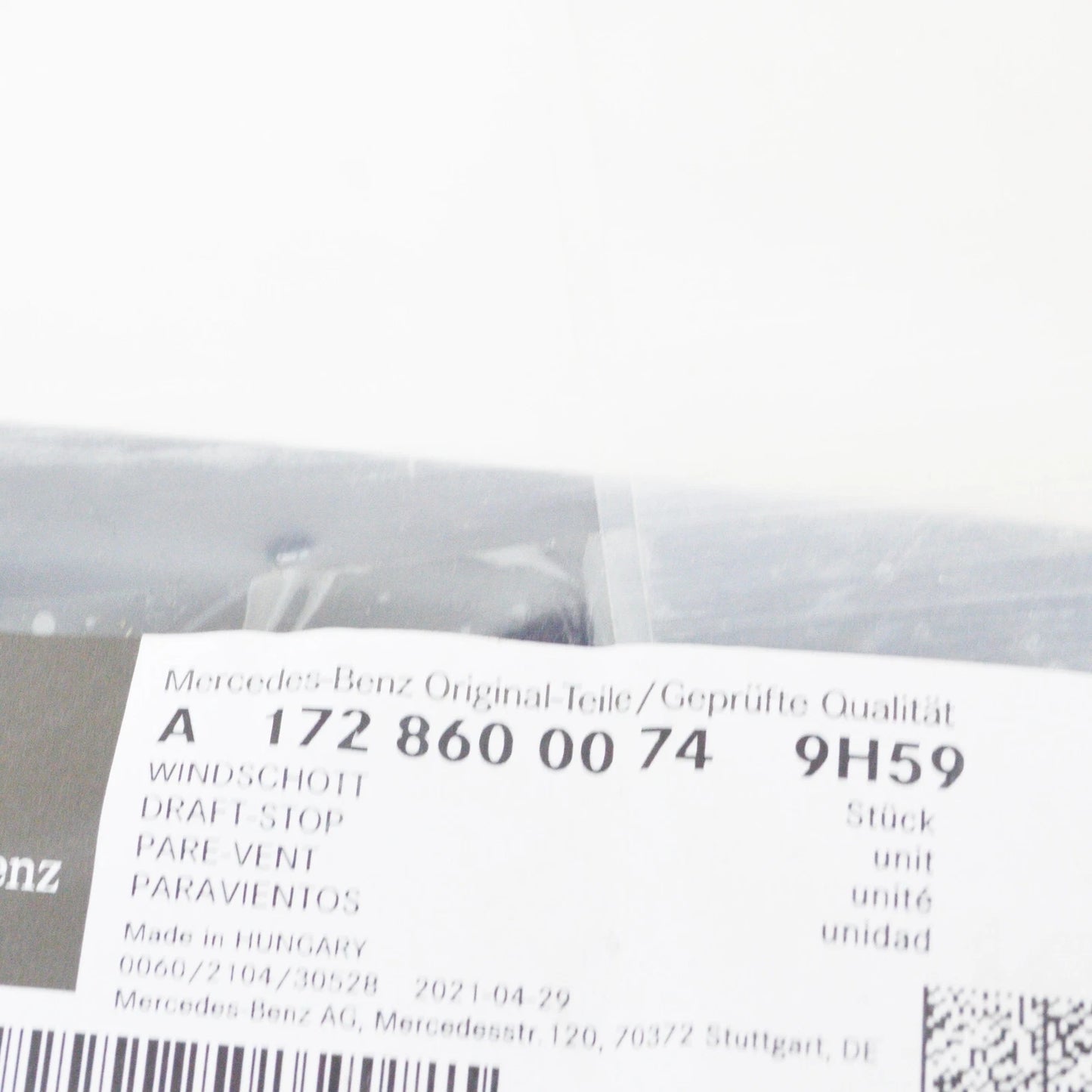 NEW MB SLK R172 ROLL OVER BAR DRAFT STOP DEFLECTOR A17286000749H59 ORIGINAL