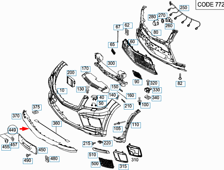 new mercedes-benz gl-class x166 front bumber bottom trim a1668856625 original