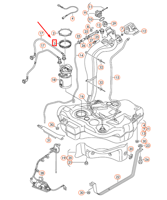 new audi a3 8p fuel pump gasket o-ring 8e0919133b original