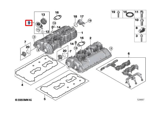 NEW BMW M5 F90 CYLINDER HEAD COVER OIL FILLER NECK 11127852476 ORIGINAL