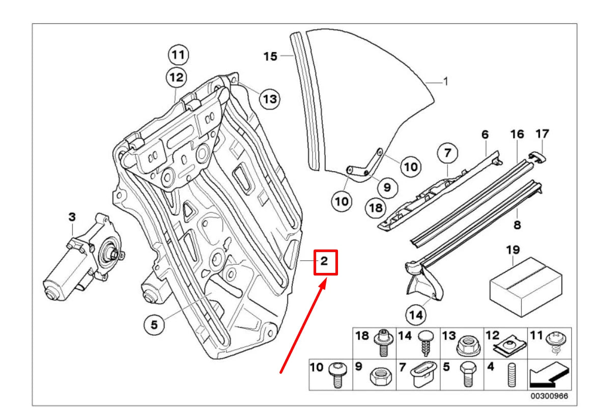 NEW BMW 3 CABRIO E46 REAR LEFT WINDOW REGULATOR 8229593 51378229593