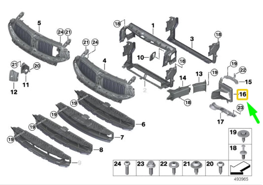 NEW BMW 8 CABRIO G14 EXTERIOR RADIATOR M RIGHT AIR DUCT 51748059696 ORIGINAL