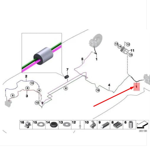 NEW BMW I8 I12 COUPE REAR BRAKE HOSE 34326858632 6858632 ORIGINAL