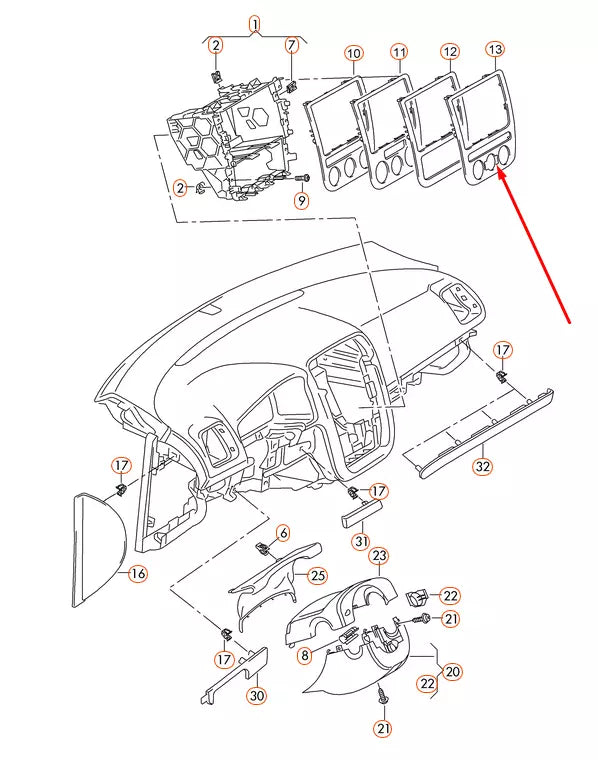 NEW VOLKSWAGEN EOS 1F7 CLIMATE HEATER CONTROL RADIO TRIM 1Q0858069J041