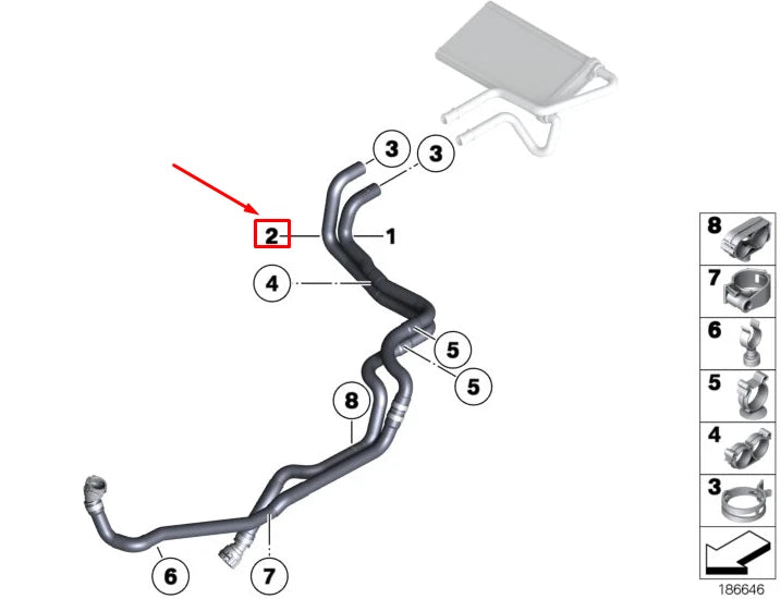 NEW BMW Z4 ROADSTER E89 HEATER TRIPLE TUBE HOSE 64219134077 ORIGINAL