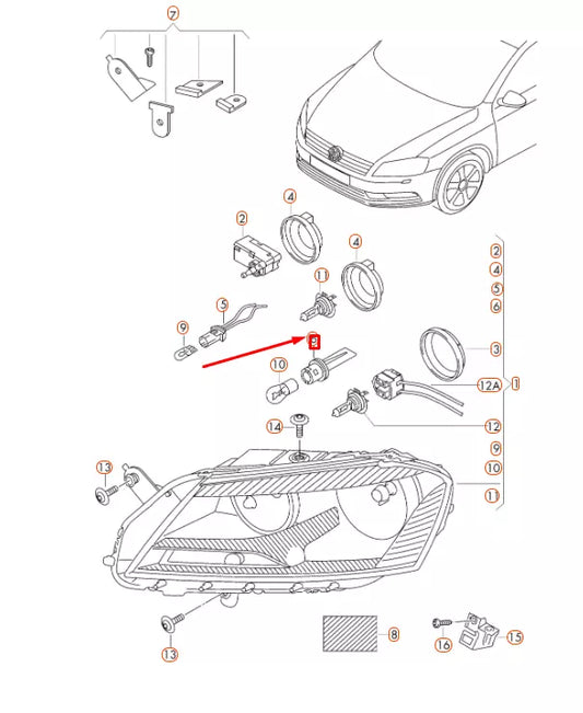 NEW VW PASSAT B7 FRONT TURN SIGNAL INDICATOR BULB SOCKET MOUNT 3AA953123