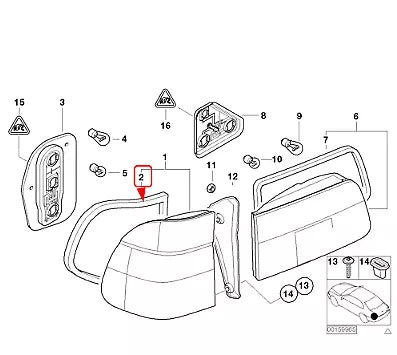 NEW BMW 5 E39 REAR RIGHT TAIL LIGHT GASKET SEAL 63218386863 ORIGINAL