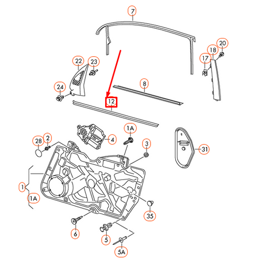 new vw golf mk6 front right inner window aperture seal 5k4837480b5ap original