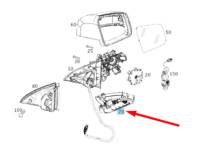 NEW MB GLE C292 FRONT RIGHT DOOR MIRROR LOWER COVER TRIM A2928104800 ORIGINAL