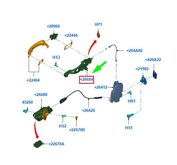 new ford ranger t6 mk1 rear right door handle lock reinforcement 2474397