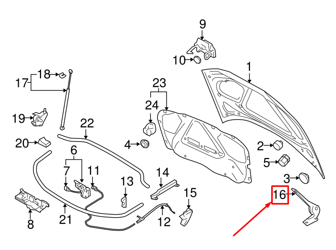 NEW AUDI A3 SPORTBACK 8P FRONT RIGHT HOOD HINGE 8P0823302B ORIGINAL