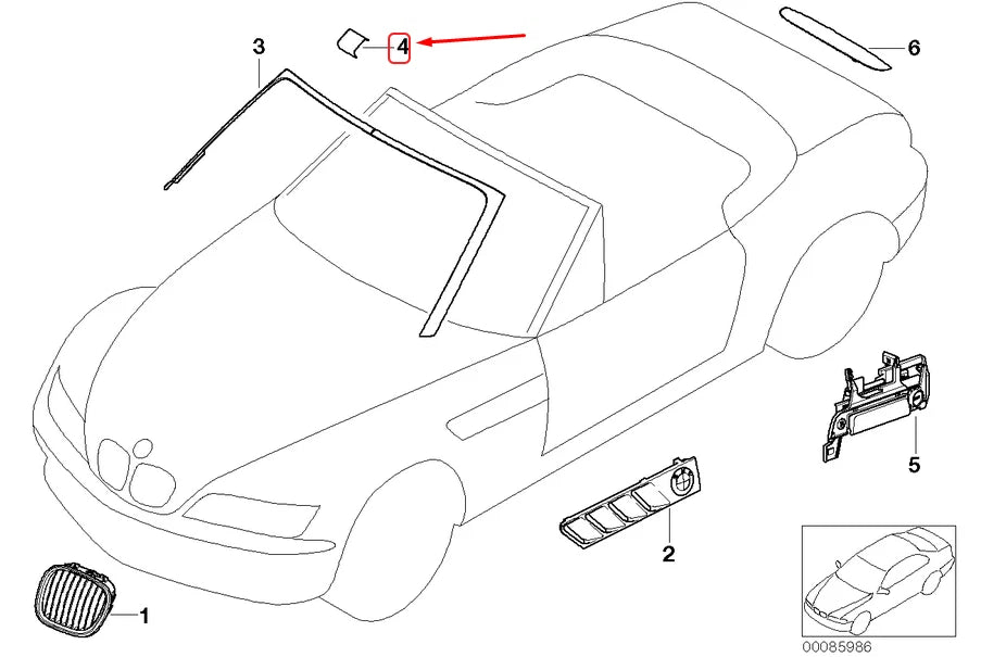 NEW BMW Z3 ROADSTER E36 WINDSCREEN PANEL TOP COVER 51168398507 8398507 ORIGINAL