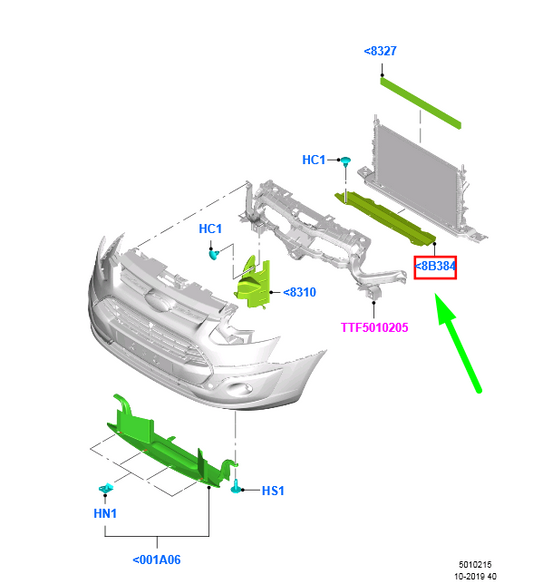 new ford tourneo custom radiator lower air deflector 1770139 original