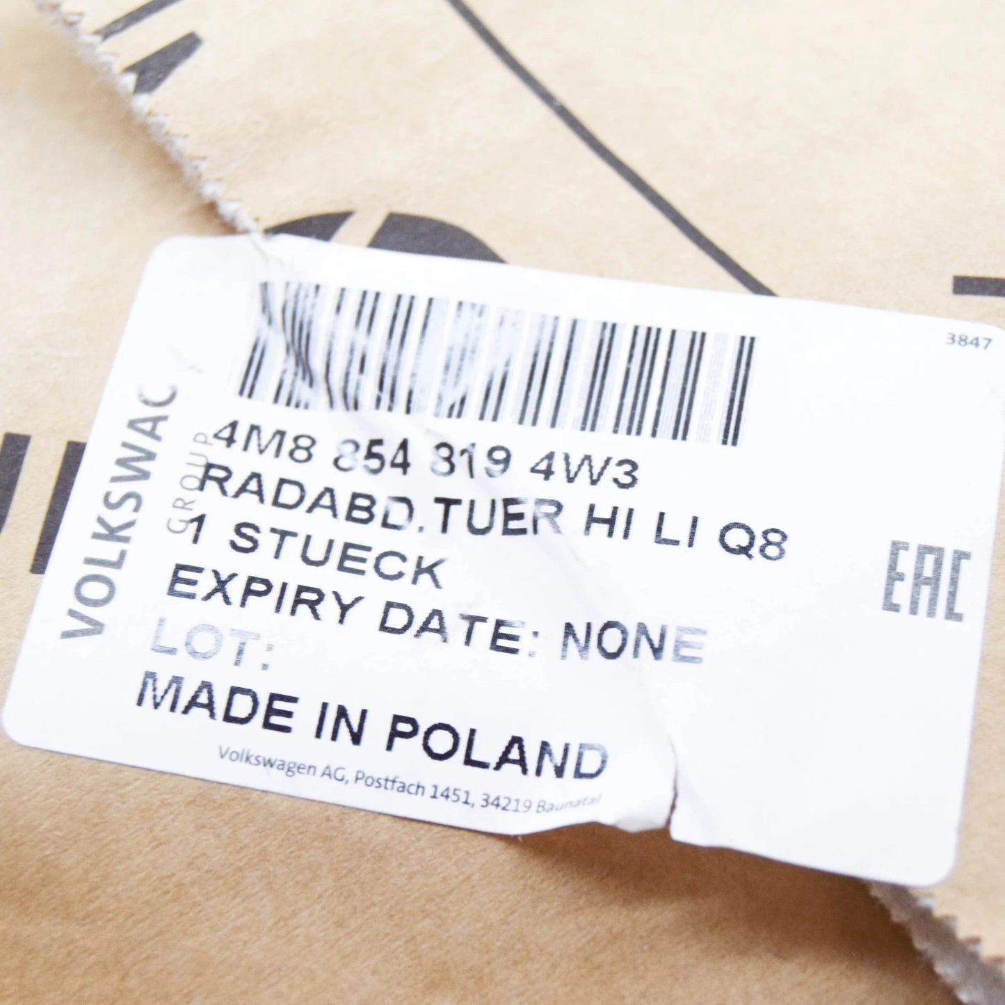 NEW AUDI Q8 4MN REAR LEFT DOOR WHEEL COVER 4M88548194W3 ORIGINAL