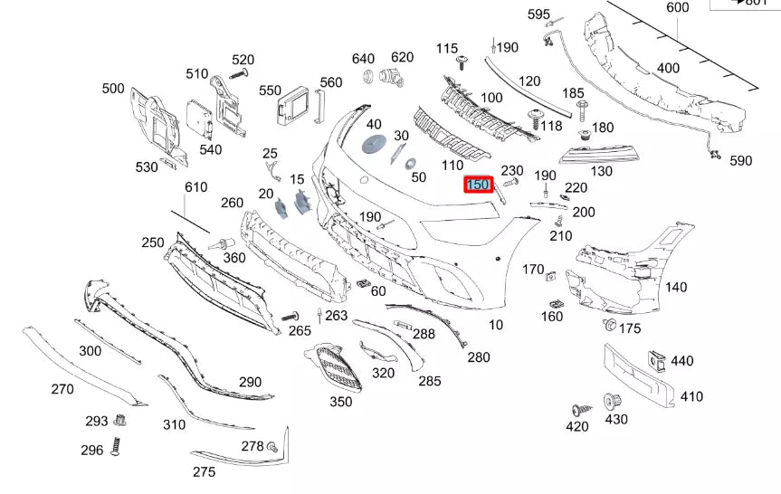 NEW MB AMG GT X290 FRONT BUMPER UPPER RIGHT MOUNTING RAIL A2908858001 ORIGINAL