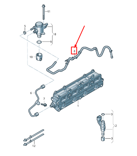 new audi a1 mk1 fuel feed hose 03c133723cs original