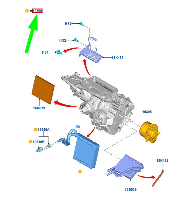 new ford tourneo courier air conditioning evaporator core lhd 1841408 original