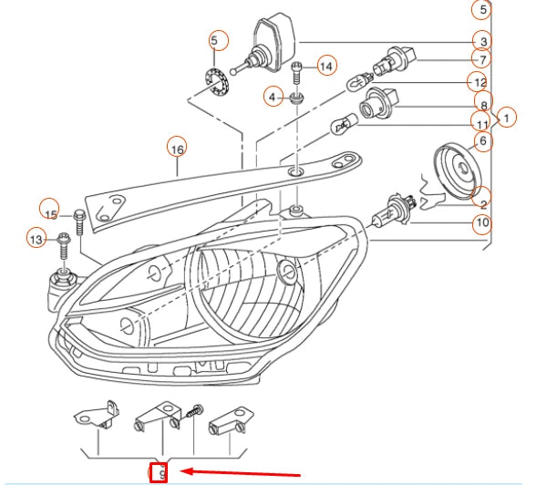 NEW VW UP RIGHT HEADLAMP HOUSING REPAIR KIT 1S0998226