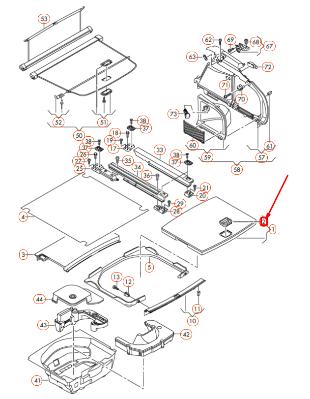 NEW AUDI A4 AVANT B8 LUGGAGE COMPARTMENT COVER HANDLE 4B9887183C4PK ORIGINAL