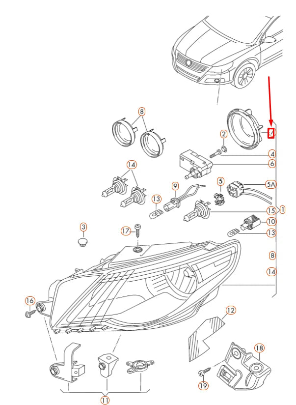 NEW VOLKSWAGEN PASSAT CC FRONT HEADLIGHT DIPPED BEAM COVER CAP 3C8941607