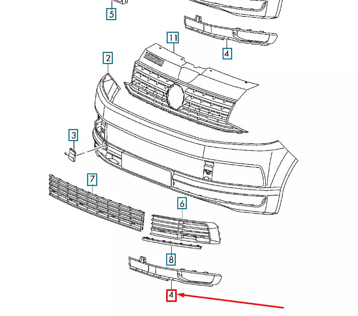 NEW VW TRANSPORTER T6 FRONT BUMPER RIGHT TRIM 7E0807490C9B9