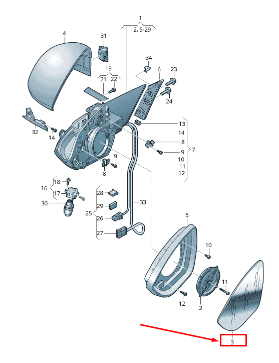 NEW AUDI E-TRON GE FRONT LEFT DOOR MIRROR GLASS 4KE857535H ORIGINAL