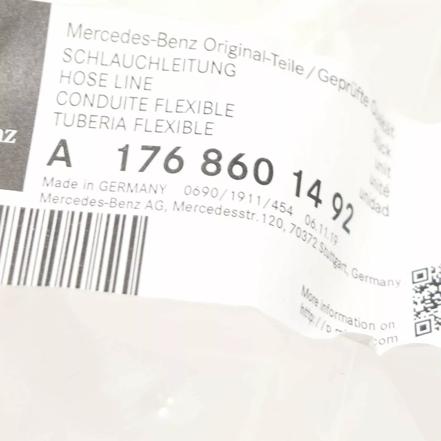 NEW MERCEDES-BENZ A-CLASS W176 HEADLIGHT WASHER HOSE A1768601492 AMG ORIGINAL