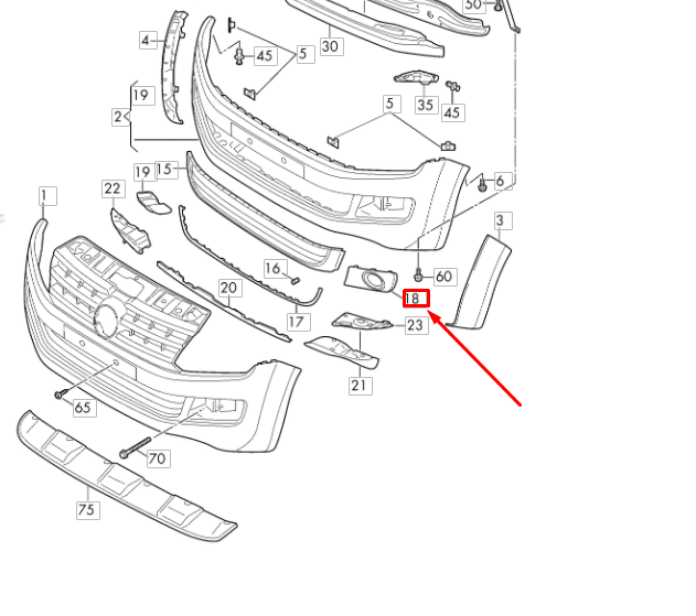 NEW VW AMAROK FRONT BUMPER RIGHT FOG LIGHT GRILLE COVER 2H6807490FRYP ORIGINAL