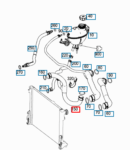 NEW MERCEDES-BENZ GLK X204 RIGHT UPPER RADIATOR PIPE HOSE A2045011782 ORIGINAL