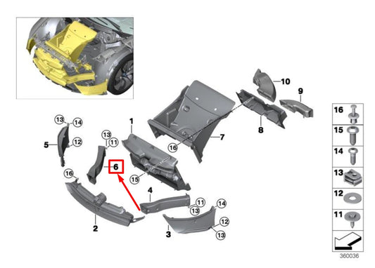 NEW BMW I8 I12 FRONT RIGHT RADIATOR SUPPORT AIR DUCT 51747336226 7336226