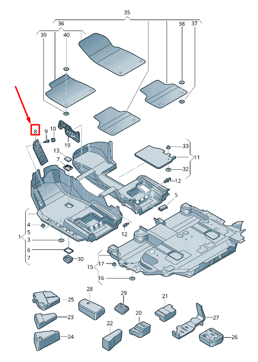 NEW AUDI Q7 4M FOOTREST COVER LHD 4M2864778A SF3 4M2864778ASF3 ORIGINAL