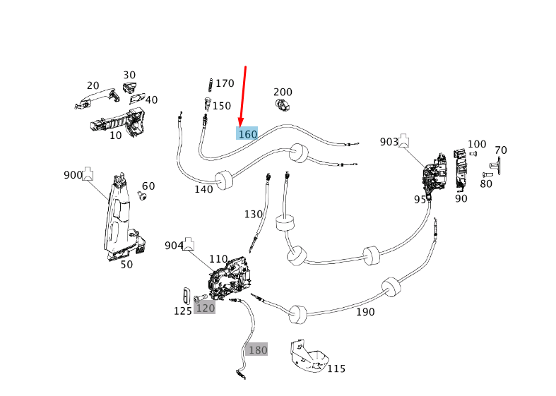 new mercedes-benz vito w447 rear door cable a4477603600 original