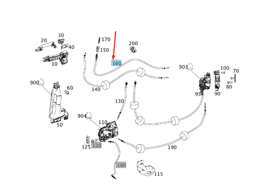 new mercedes-benz vito w447 rear door cable a4477603600 original
